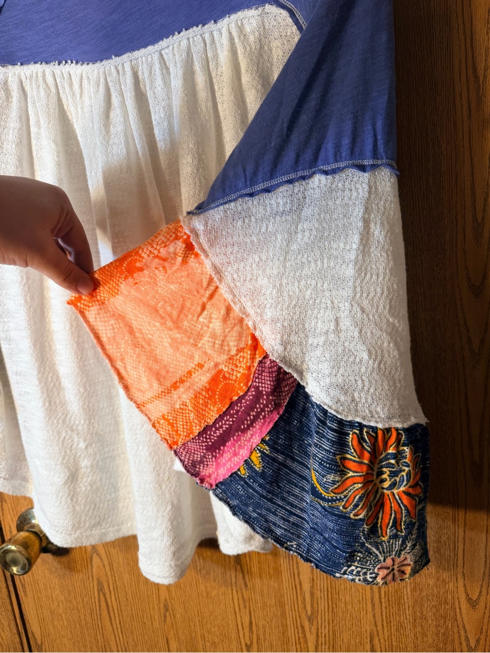 We The Free by Free People “Friday Fever” Boho Patchwork Peasant Blouse - Picture 7 of 8